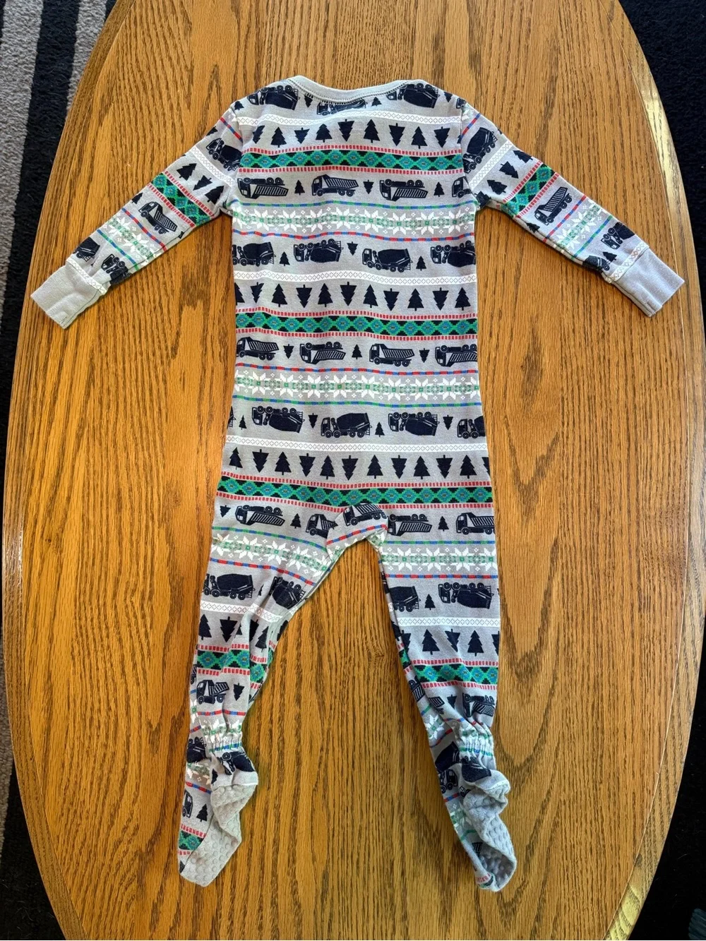 Old Navy Gray Holiday Truck Print Footed One-Piece